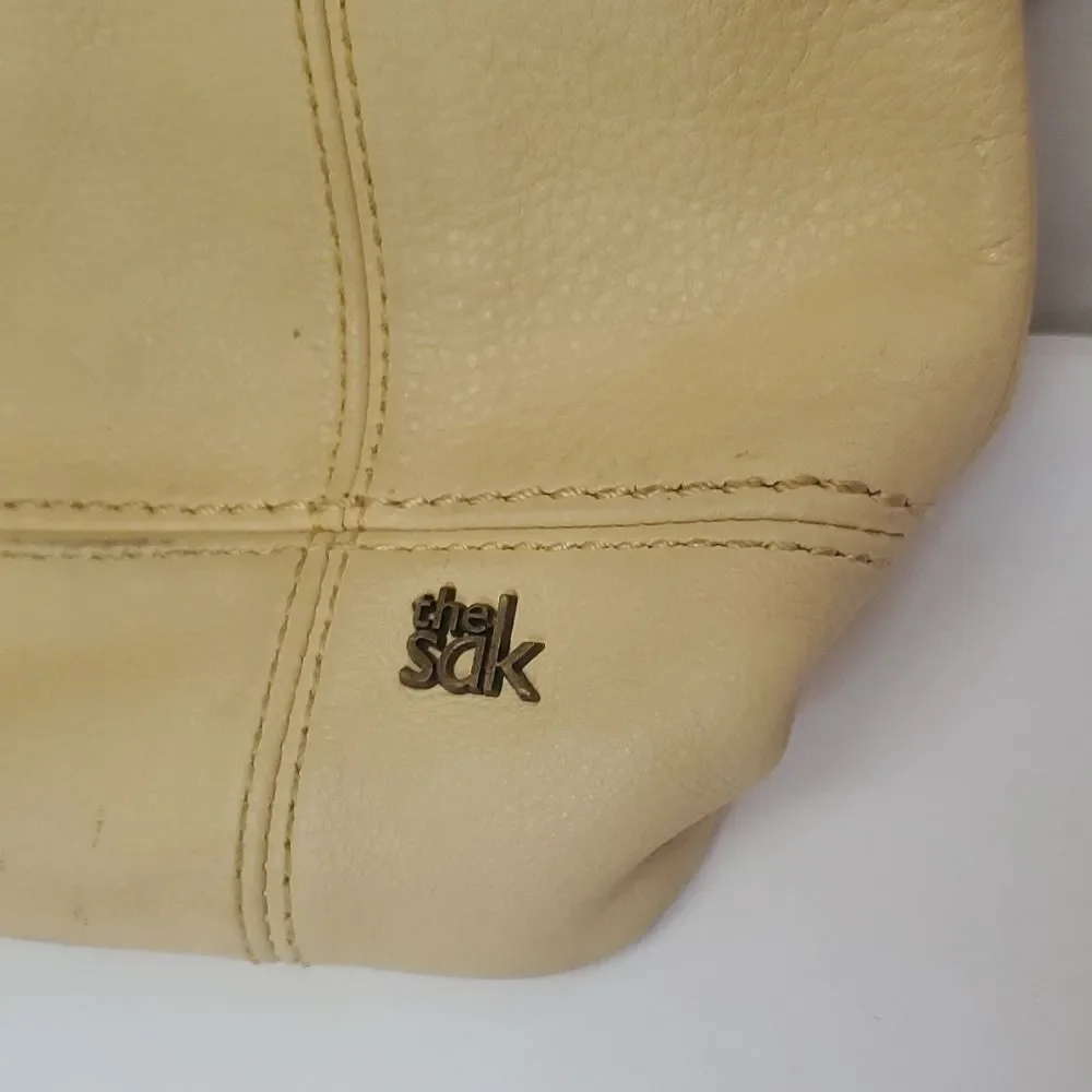 The Sak De Young Yellow Pebble Leather Hobo Shoulder Bag Top Zip